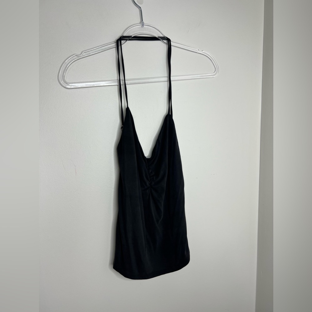 Lulu’s black spaghetti strap tank w/ruched front. Small. Adjustable straps. - Picture 5 of 10